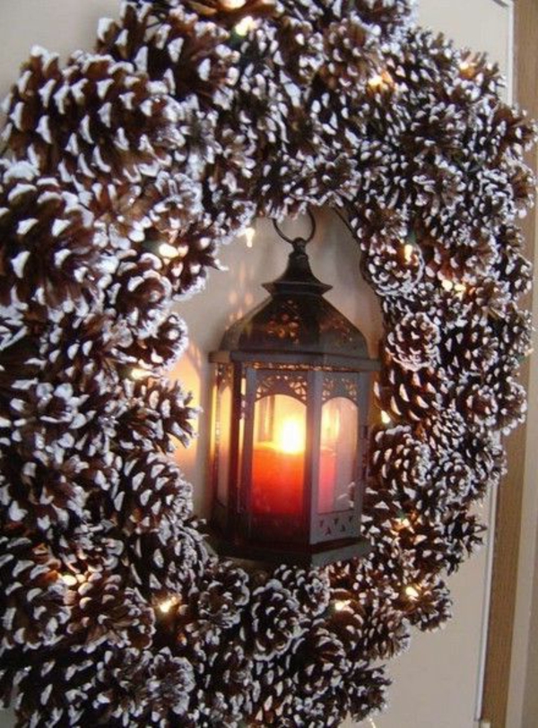 christmas decoration turquoise cones lantern