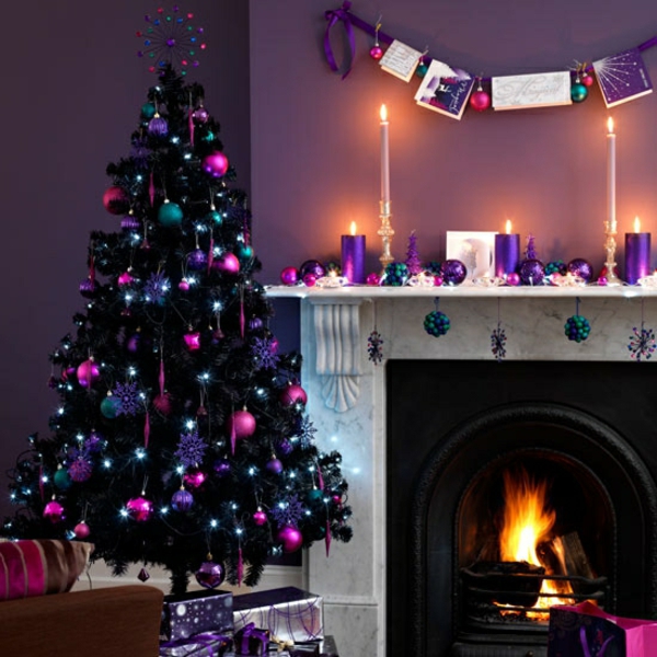 زينة عيد الميلاد الحرفية شجرة عيد الميلاد تزيين شجرة كرات الأرجواني