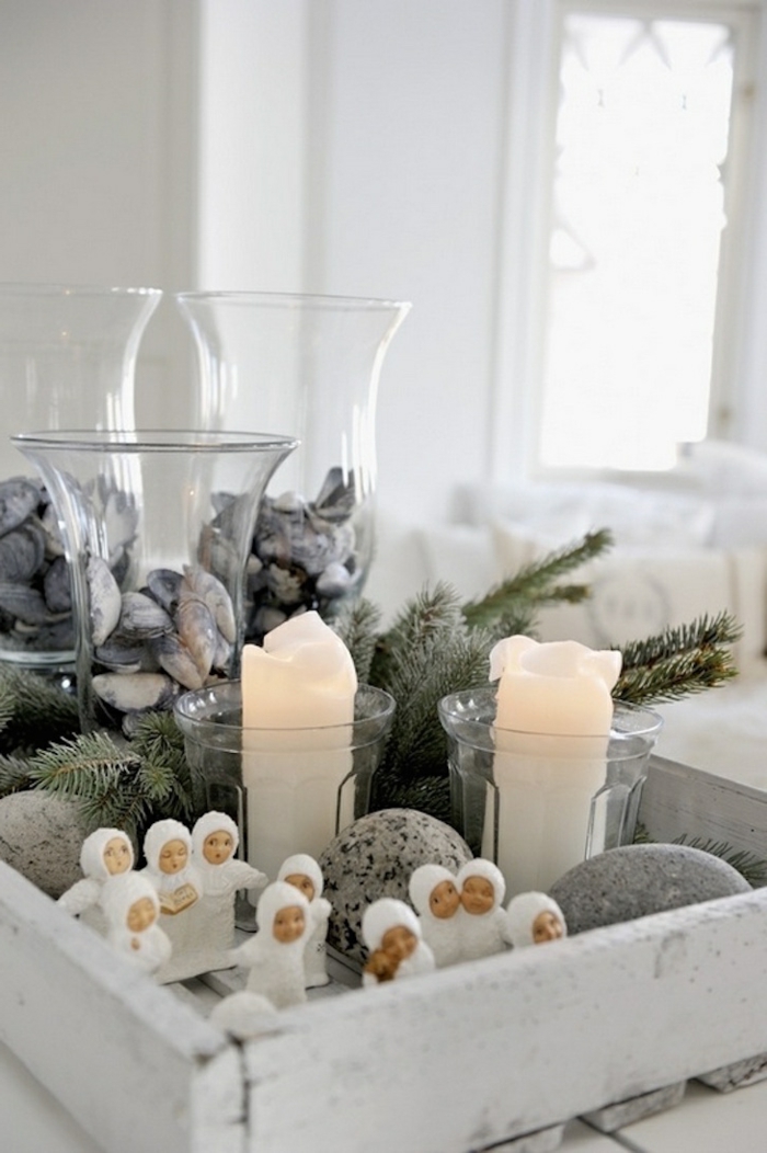 kerstdecoraties Scandinavische stijl kaarsen stenen rustiek