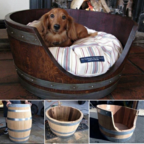 κρασί βαρέλι DIY έπιπλα κατοικίδια ζώα σκυλί αξεσουάρ κρεβάτι σκυλιών οικοδομήσουμε τον εαυτό σας ξύλινο βαρέλι