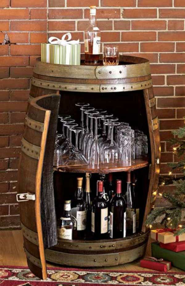 κρασί μπαρ βαρέλι επιτραπέζιο κρασί ράφι αυτοκατασκευής ξύλινο βαρέλι DIY έπιπλα κρασιά ποτήρια κρασί μπουκάλια κρασιού