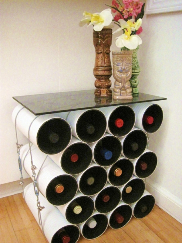 Wine rack yourself build glass surface
