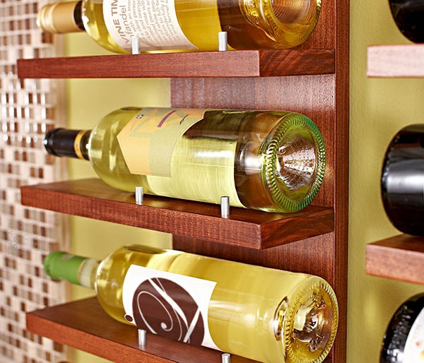 Wine rack yourself build wooden frame on the wall