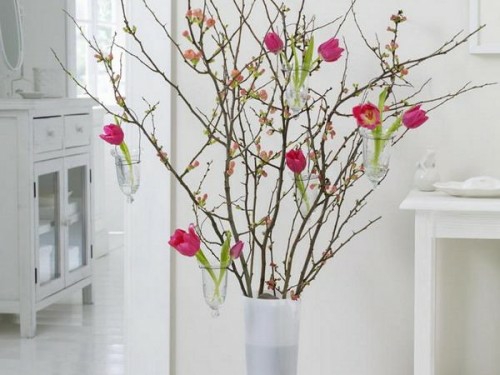 бяла декорация ваза цветя идея деко