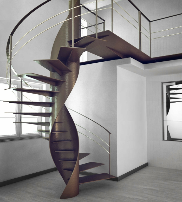 دوامة الدرج التصميم الداخلي أفكار التصميم الداخلي الأنيق المعدنية