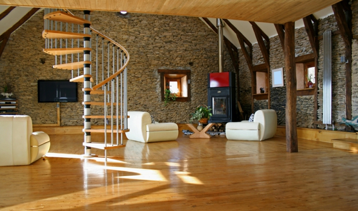 دوامة، الدرج.، تصميم، غرفة الجلوس، أخرس، الأرض، حجر، الجدران، plant