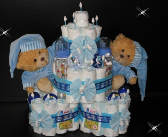 bleie kake instruksjoner baby gaver fødsel bjørn