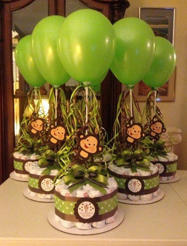 Bleie kake lage instruksjoner baby gaver fødsel ballonger grønn