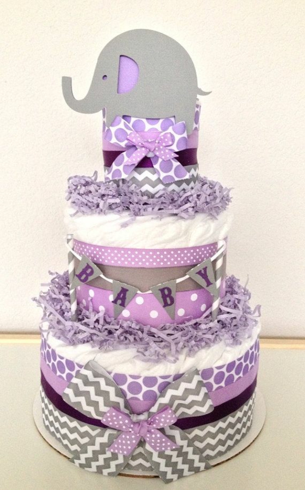 tortas de pañal tinker instrucción bebé regalos nacimiento púrpura