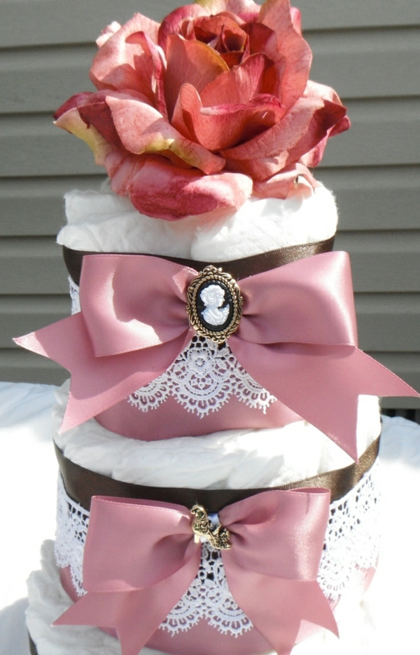pañales tortas nacimiento cinta viejo rosa tinker instrucción bebé regalos