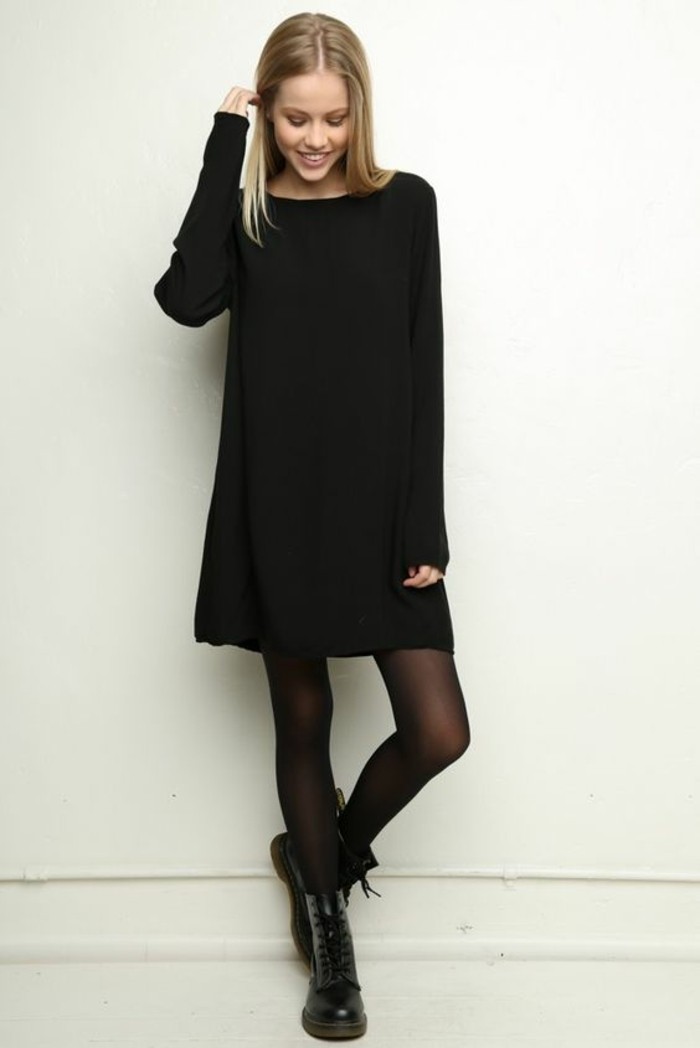 أزياء الشتاء متماسكة اللباس minidress السوداء