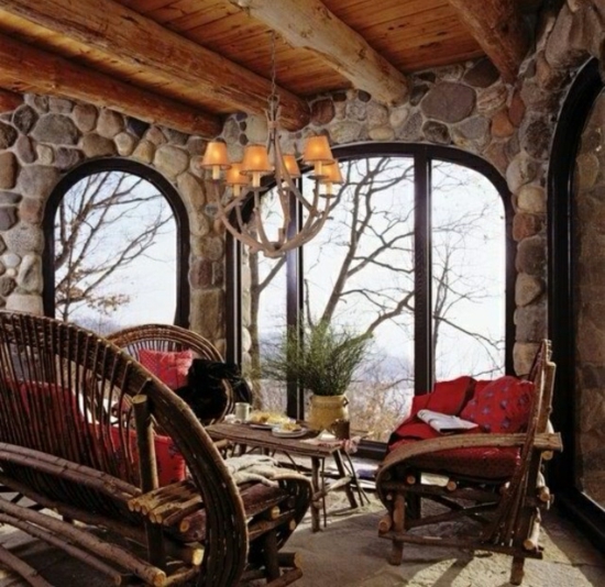 winter terrace cool interior design wood stone country style