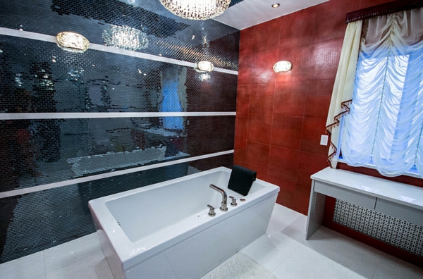hjem indretning badeværelse moderne sort væg design