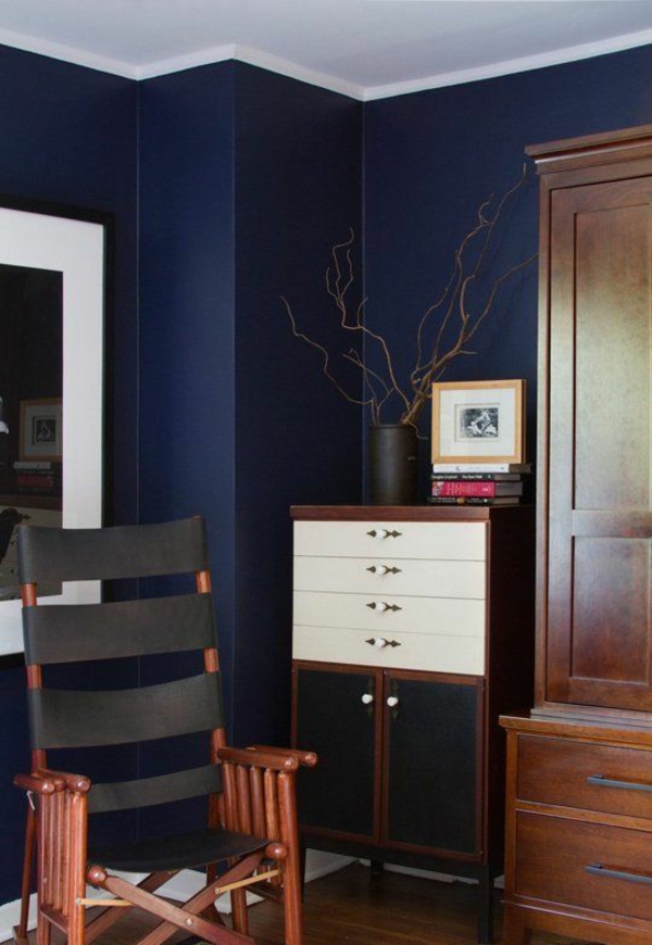decoración del hogar para el diseño de pared de colores sala de estar azul oscuro