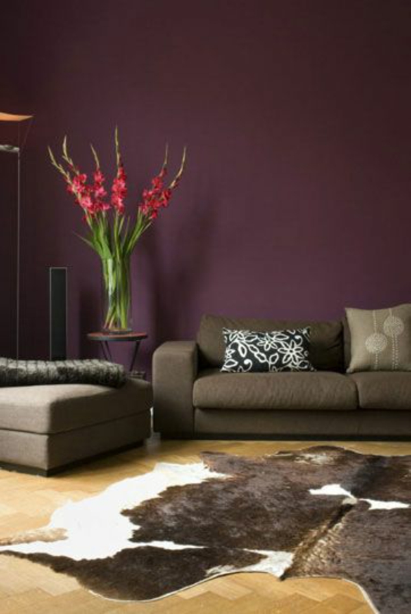 ζουν ιδέες σαλόνι λουλούδι βάζο χρώματα τοίχο σκούρο σχέδιο