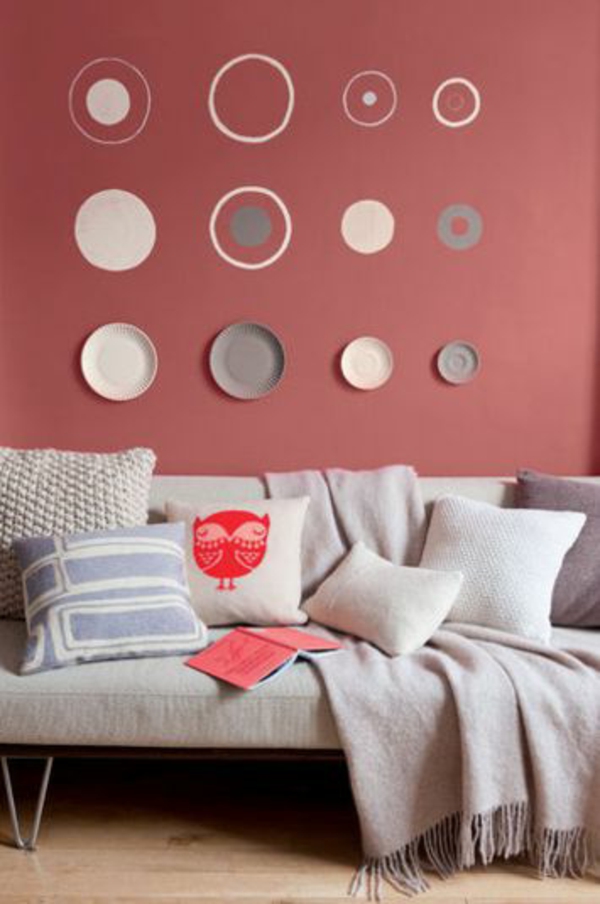 salon idées maison couleurs mur design cercles