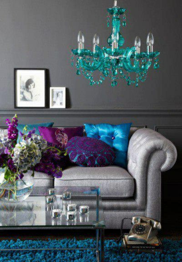 Živé nápady pro obývací pokoj barevných schémat lustry