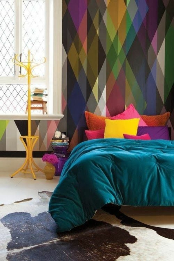 ložnice barvy geometrické postavy