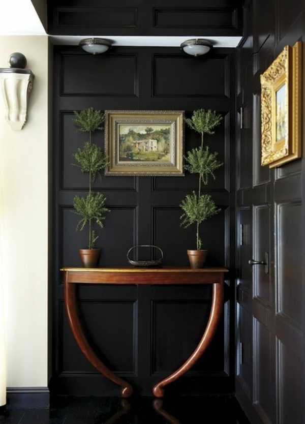 corredor interior del hogar paredes decorativas negras