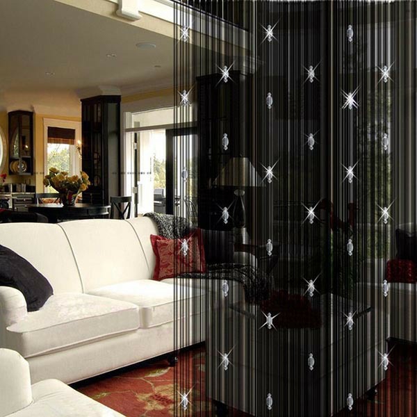 gardiner dekorasjoner forslag tråd gardin svart