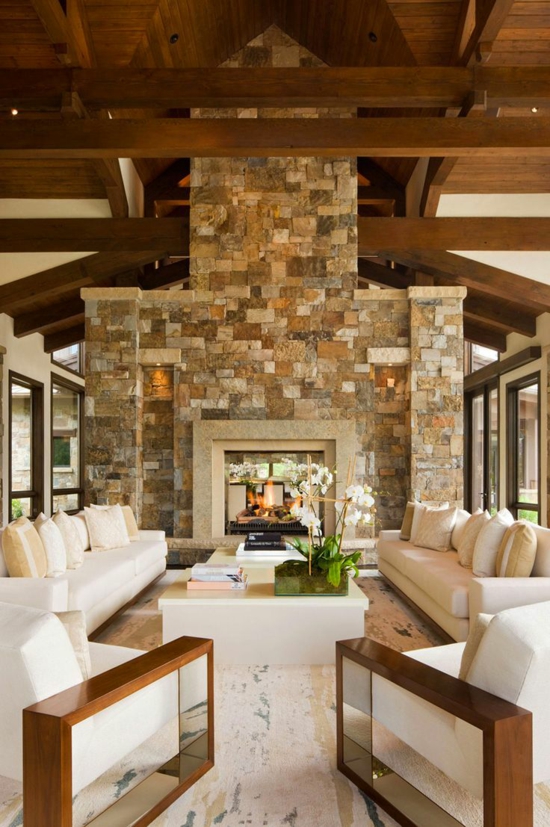 living ideas old wooden beams stone wall fireplace wood ceiling