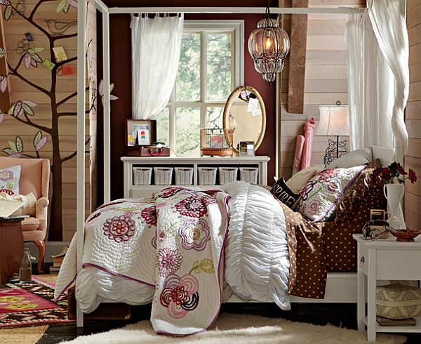 kamer ontwerp muurtattoo bed dressoir