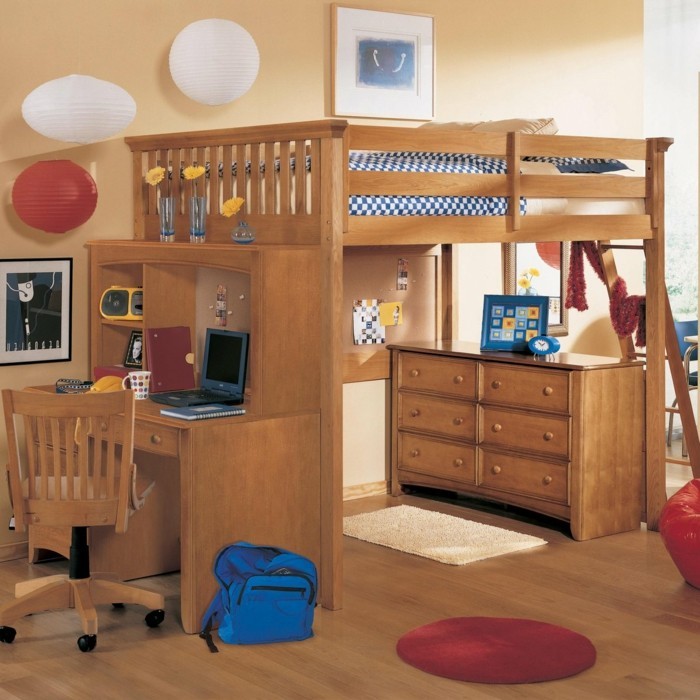 أفكار المعيشة للأطفال غرفة الأطفال عالية سرير الفوانيس الفنية الوظيفية