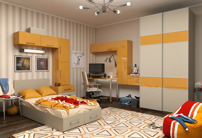 hjem indretning kids room orange accenter geometrisk tæppe