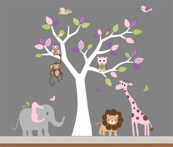 Living ideas vivero animales árbol pintura de pared