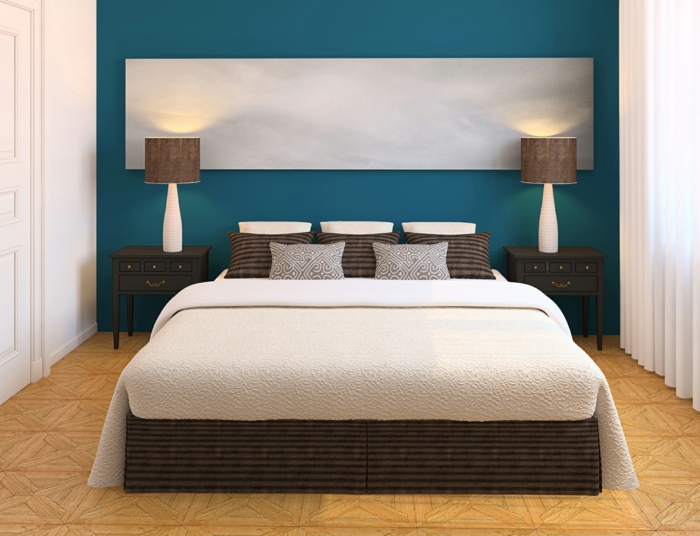 decoración para el hogar dormitorio azul acento pared hermosa piso cojín
