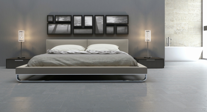 生活思想卧室家具的想法灰色极简主义