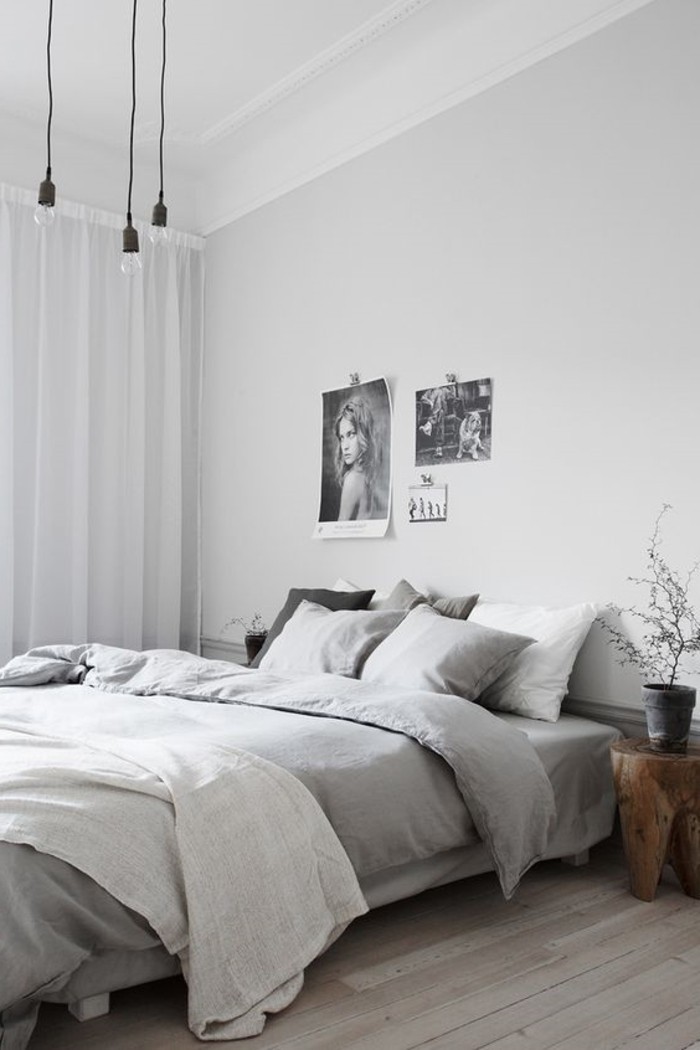 生活理念卧室明亮的窗帘和木地板