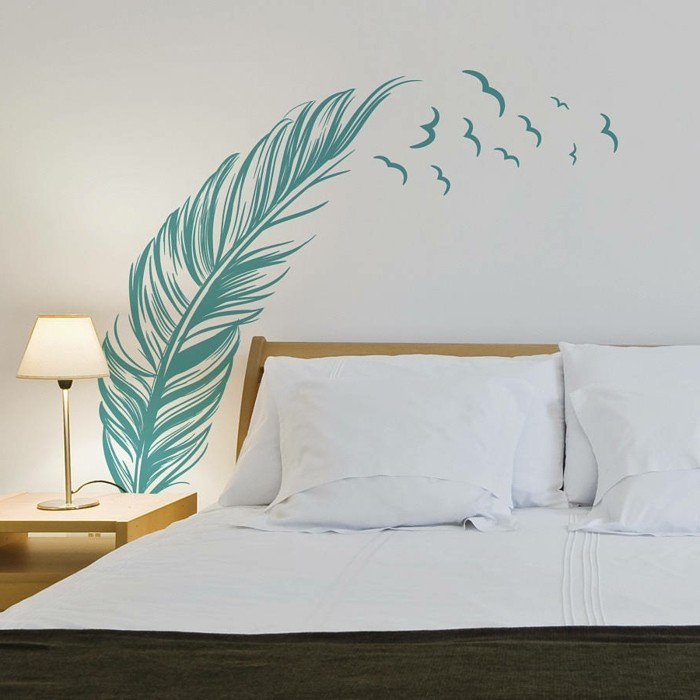 ζωντανές ιδέες υπνοδωμάτιο κομψές ιδέες διακόσμησης με αυτοκόλλητα τοίχου
