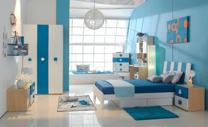 ideas para vivir dormitorio rayas piso brillante azulejos alféizar de la ventana