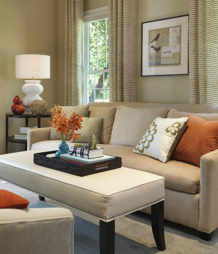 家具的想法生活的想法客厅窗帘条纹米色墙壁别致的家具