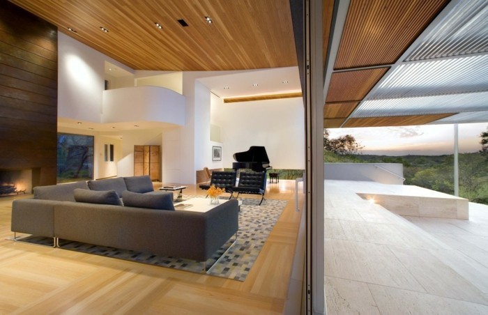 生活的想法客厅几何地毯宽敞的现代照明