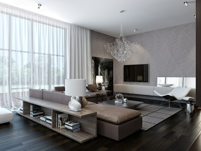 hjem indretning stue neutrale farver elegant tæppe luftige gardiner