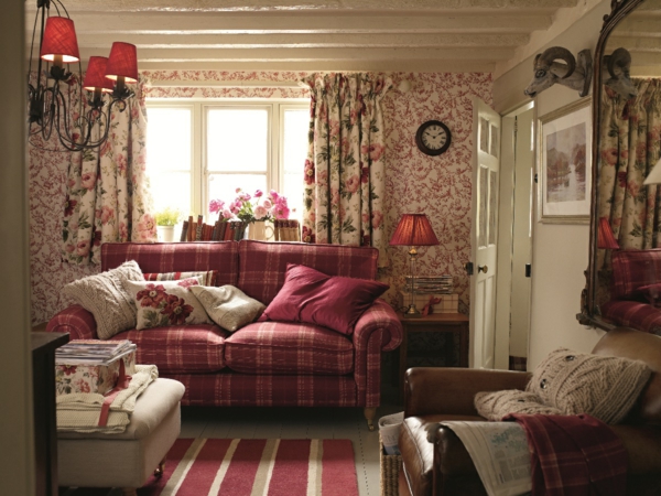 idei de living living cameră tapițat retro design idei engleza stil de schi de culoare roșu