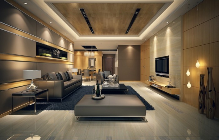 生活的想法客厅美丽的地板嵌入式照明