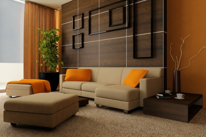 obývací pokoj obývací pokoj elegantní obývací pokoj nábytek rostlin oranžový polštář hodit