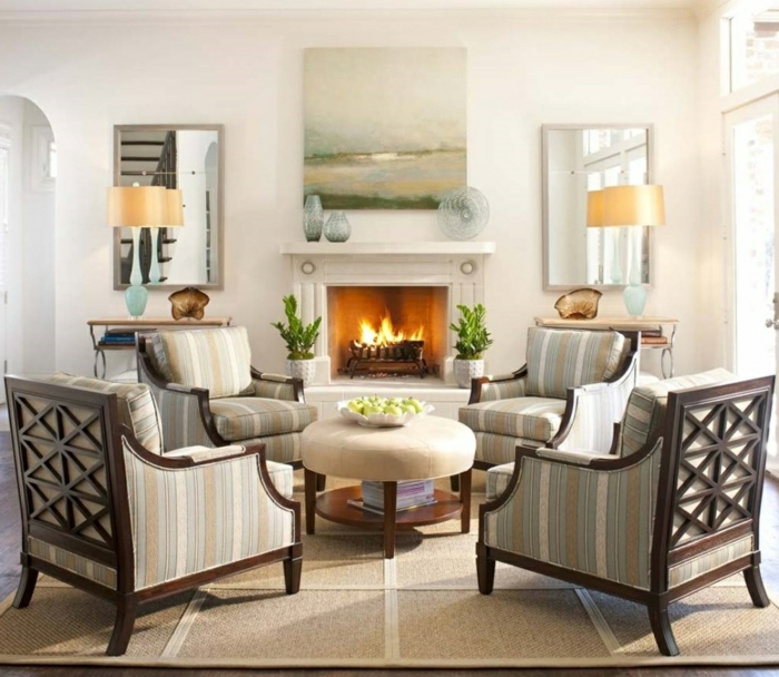 obývací pokoj obývací pokoj stylový křeslo koberec béžový krb