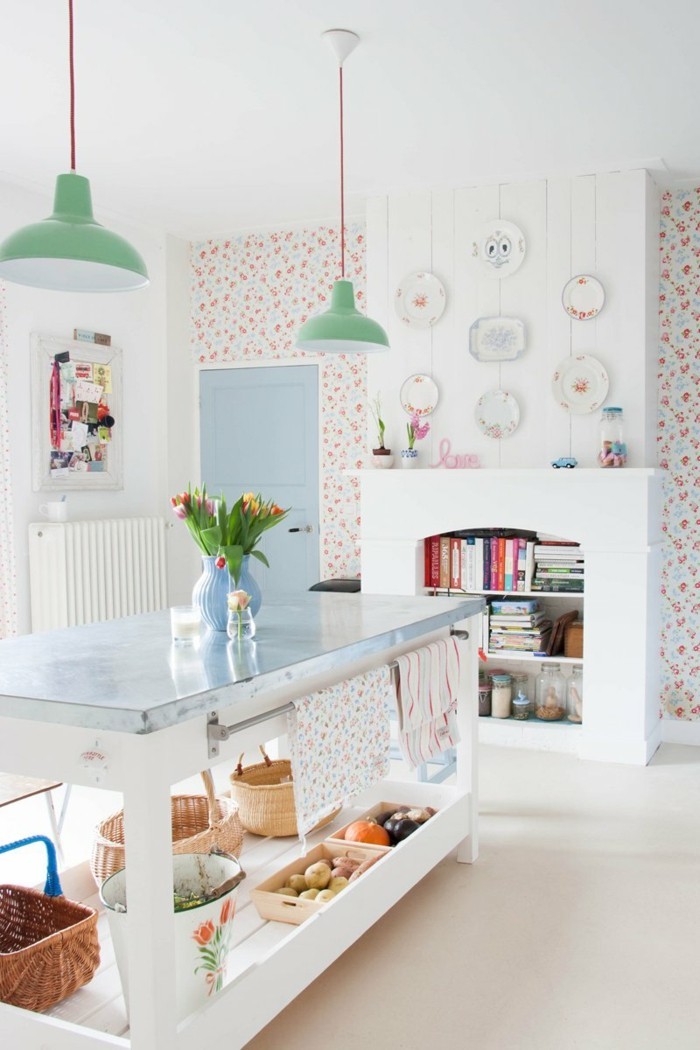 плоски декоративни идеи скандинавски жилищни тапети дизайн кухня дизайн