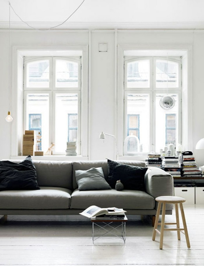 apartament decorare idei camera de zi scandinav negru arunca perna
