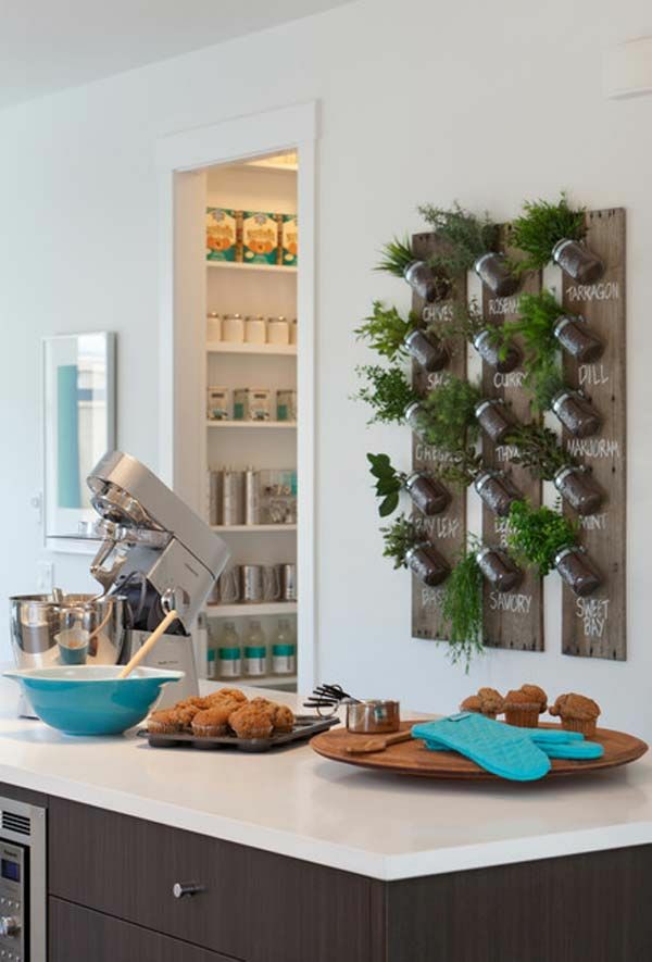 home decorating ideas kitchen wooden board spices
