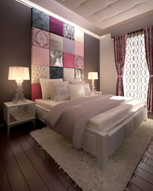 αρχική διακόσμηση ιδέες κρεβατοκάμαρα κρεβάτι κεφαλάρι χρωματιστό