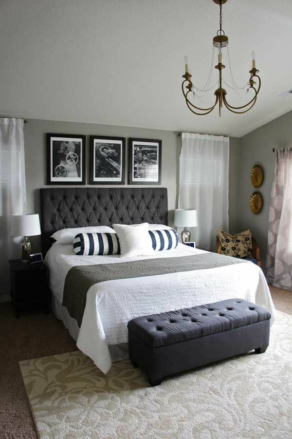 home decor ideas bedroom bed headboard gray bed bench