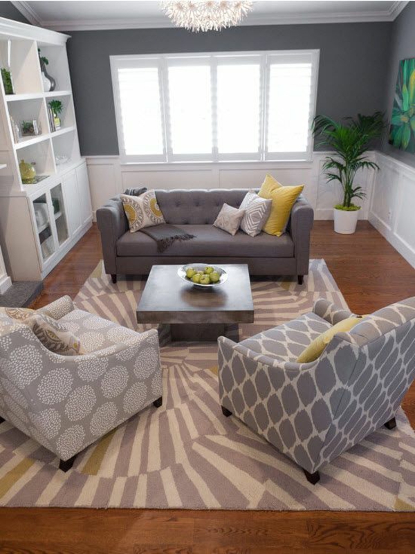 home decorating ideas living room gray and yellow