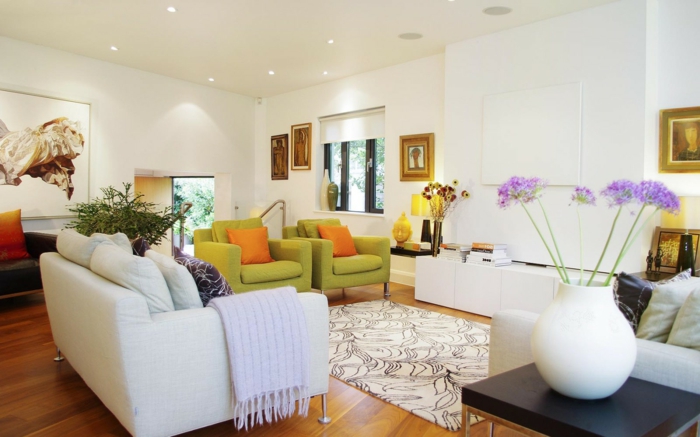 客厅沙发地毯花卉图案绿色扶手椅