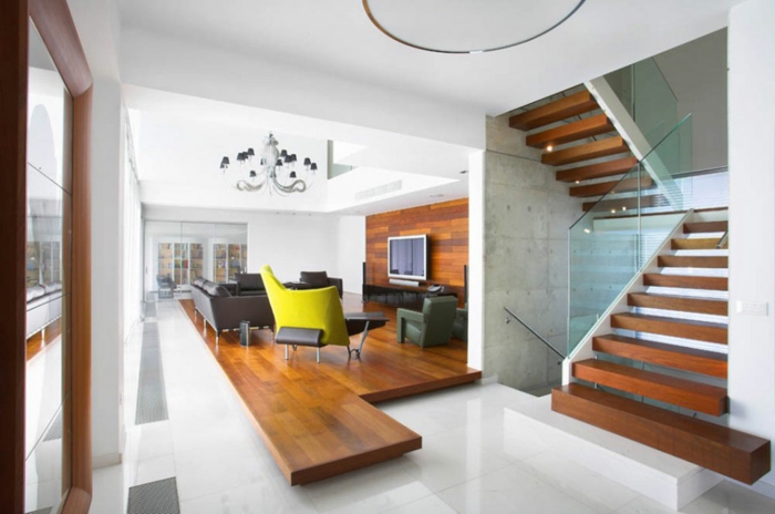 obývací pokoj sestavující příklady dřevěného žlutého křesla svícen