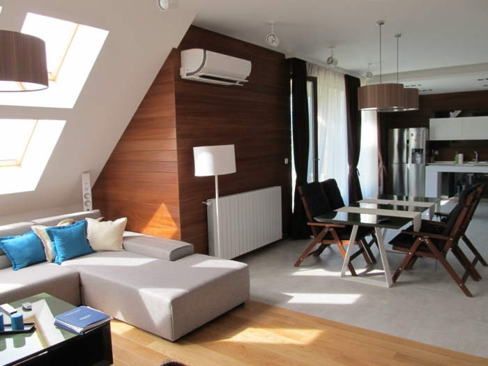obývací pokoj příklady nastavení malá obývací pokoj jídelní kout různých podlah